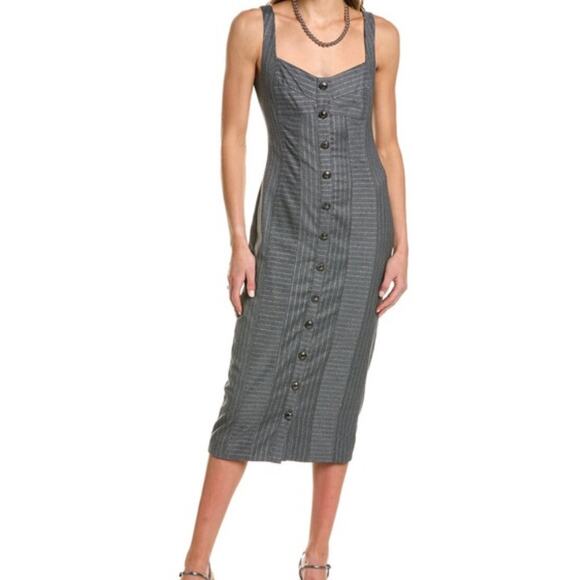 Ramy Brook Briella Grey Midi Sheath Dress size 12 New with Tags MSRP $595 - Picture 8 of 10